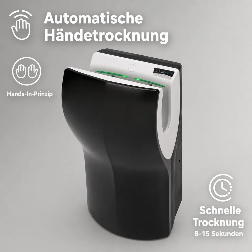 Händetrockner automatisch - Hands-in-Prinzip, Kunststoff PQ14, Farbe: schwarz