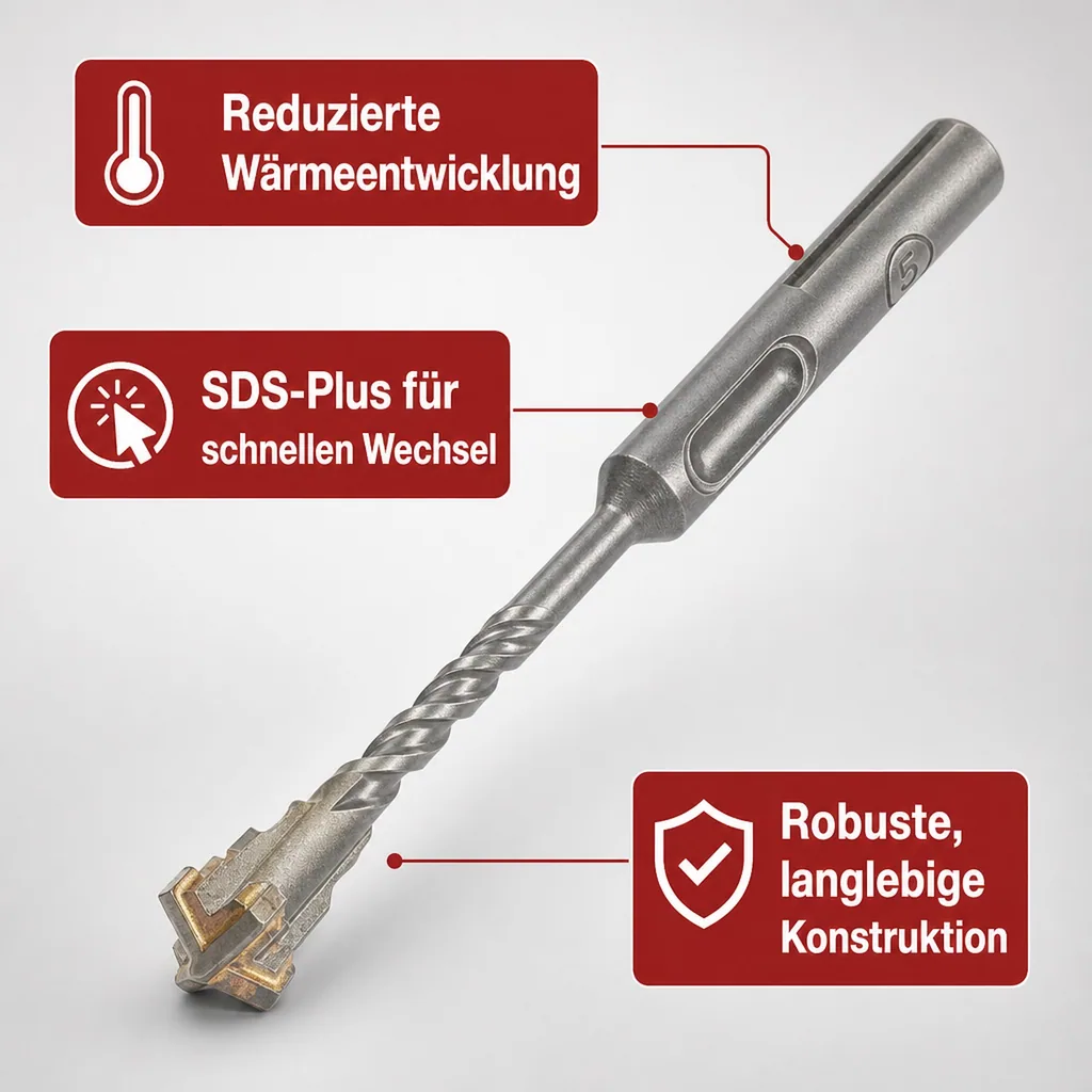SDS Bohrer, Hammerbohrer SDS Plus, 10mm, Betonbohrer, 4-Schneider