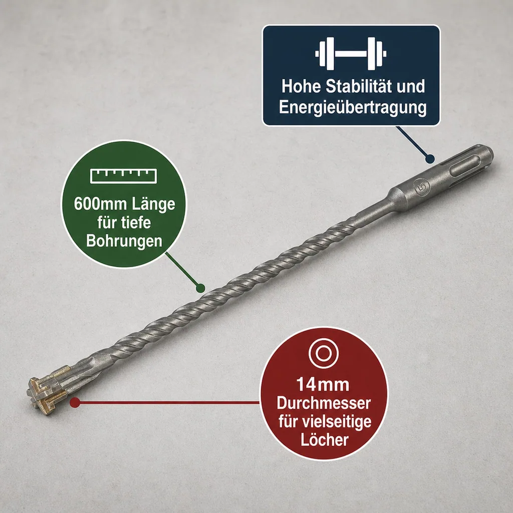 Hammerbohrer SDS Plus, 14mm, 600mm, 4 Schneider, Betonbohrer