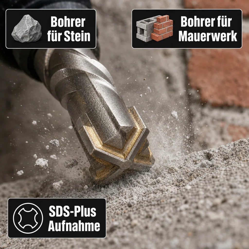 Hammerbohrer SDS Plus, 16mm, 600mm, 4-Schneider Betonbohrer