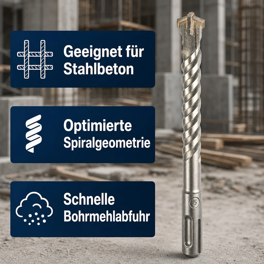 SDS Bohrer, Hammerbohrer SDS, 4-Schneider, 20mm x 450mm, Betonbohrer, Steinbohrer