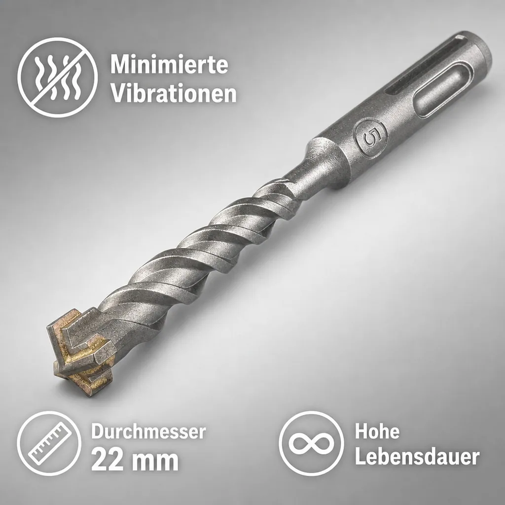 Hammerbohrer für SDS-PLUS, Ø 22,0mm, 260mm Länge, 4-Schneider