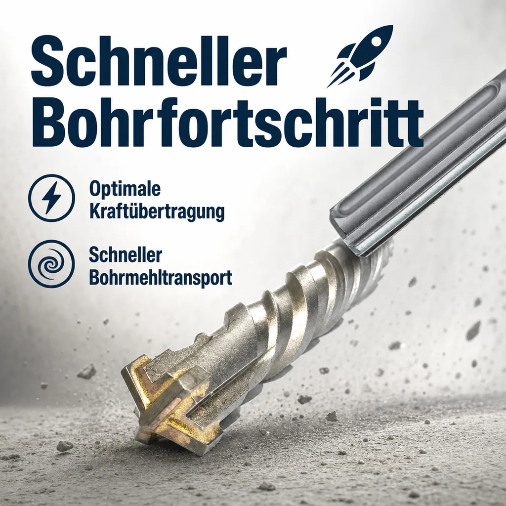 SDS Max Hammerbohrer, 22mm, 520mm, 4-Schneider, Betonbohrer