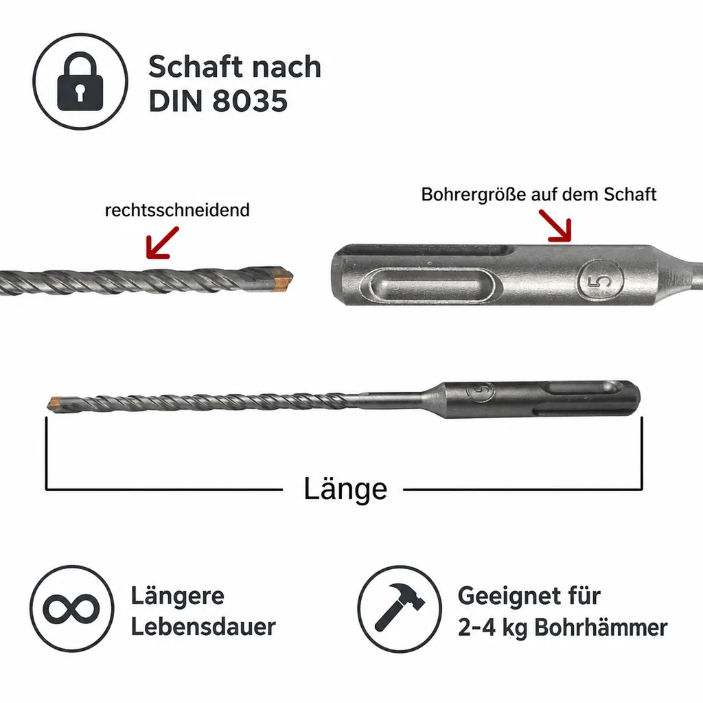SDS Plus Bohrer, Hammerbohrer, 5mm, 4 Schneider, Betonbohrer