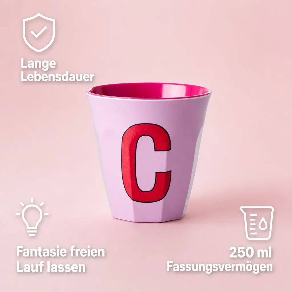 RICE Becher - C, 250 ml, Melamine, Farbe: rosa