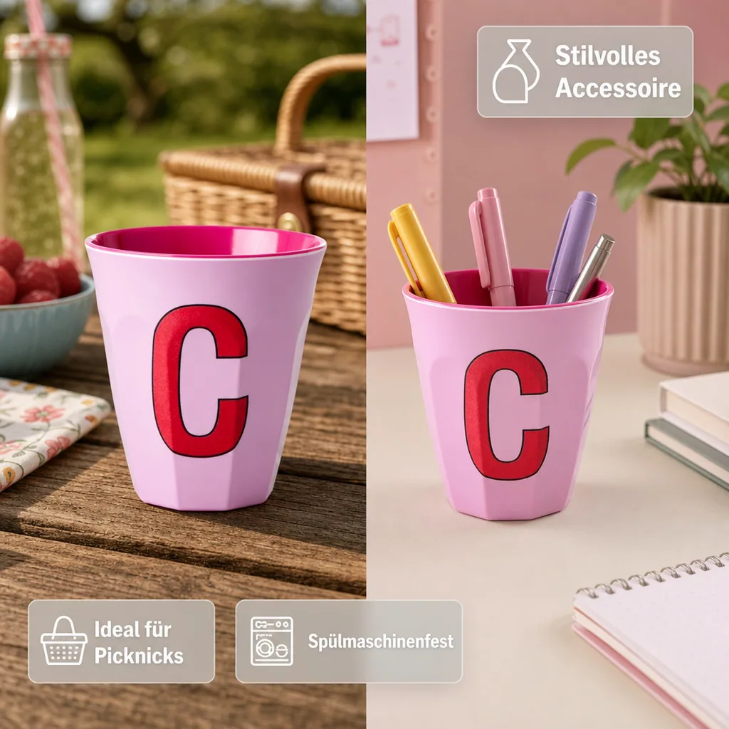 RICE Becher - C, 250 ml, Melamine, Farbe: rosa
