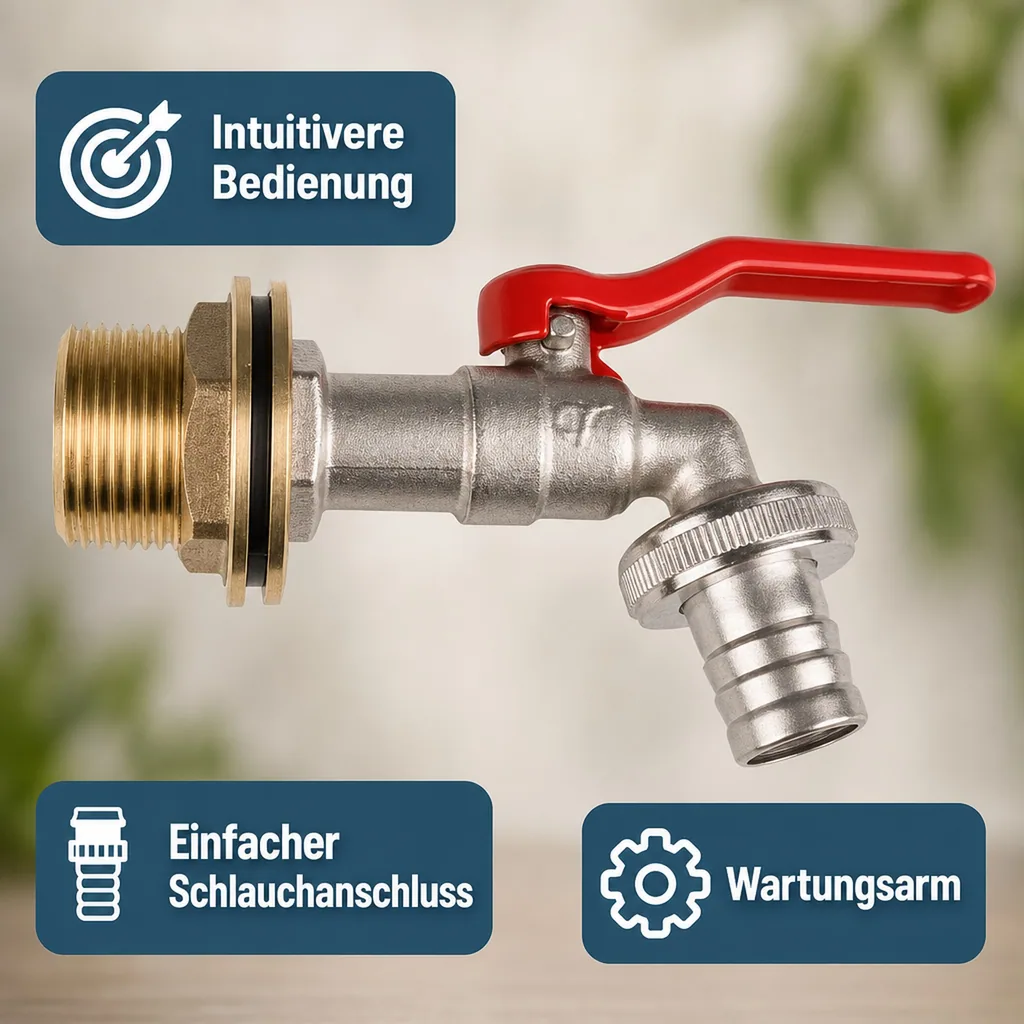Auslaufventil 3/4 Zoll, Hebel Auslaufhahn für Garten und Wandmontage