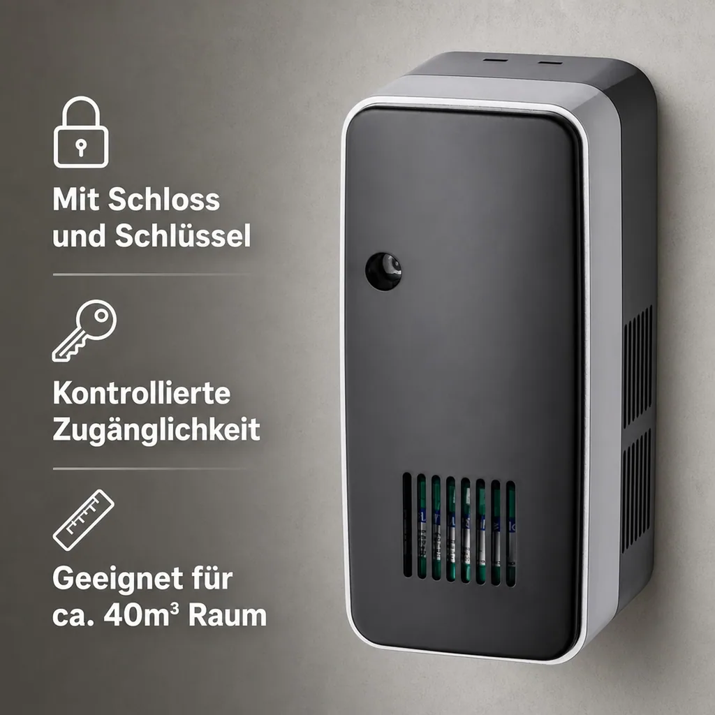 Lufterfrischer, Duftspender für Wandmontage, Kunststoff, Farbe: schwarz