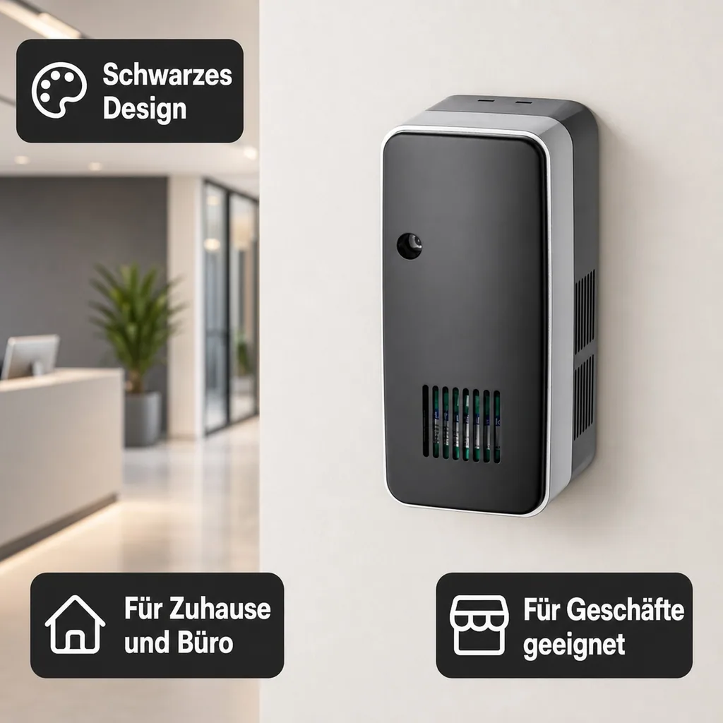 Lufterfrischer, Duftspender für Wandmontage, Kunststoff, Farbe: schwarz