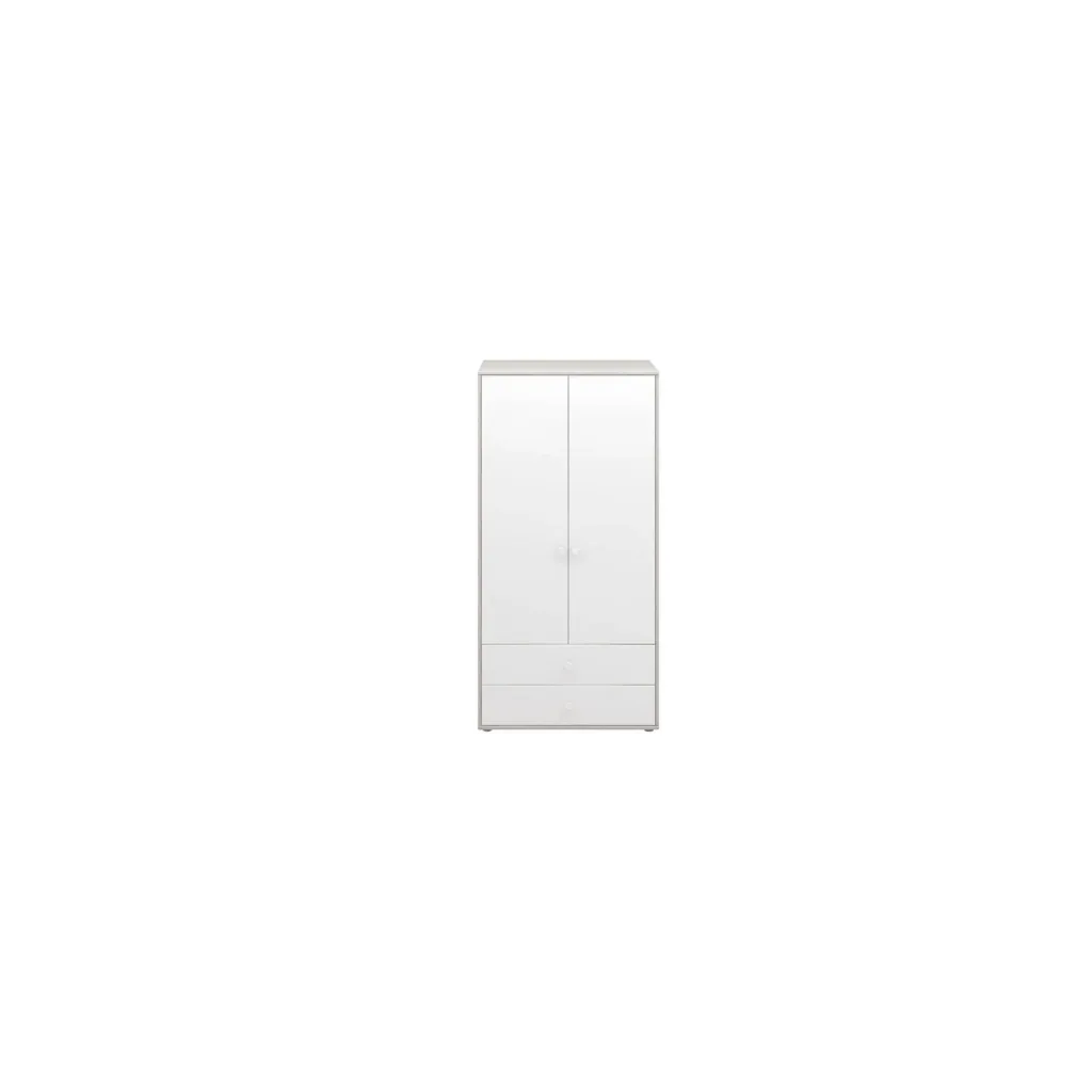 Flexa Kleiderschrank - Classic, mit 2 Türen und 2 Schubladen, 101,3x202,5 cm, Farbe: Grau gekalkt / Weiß / Weiß