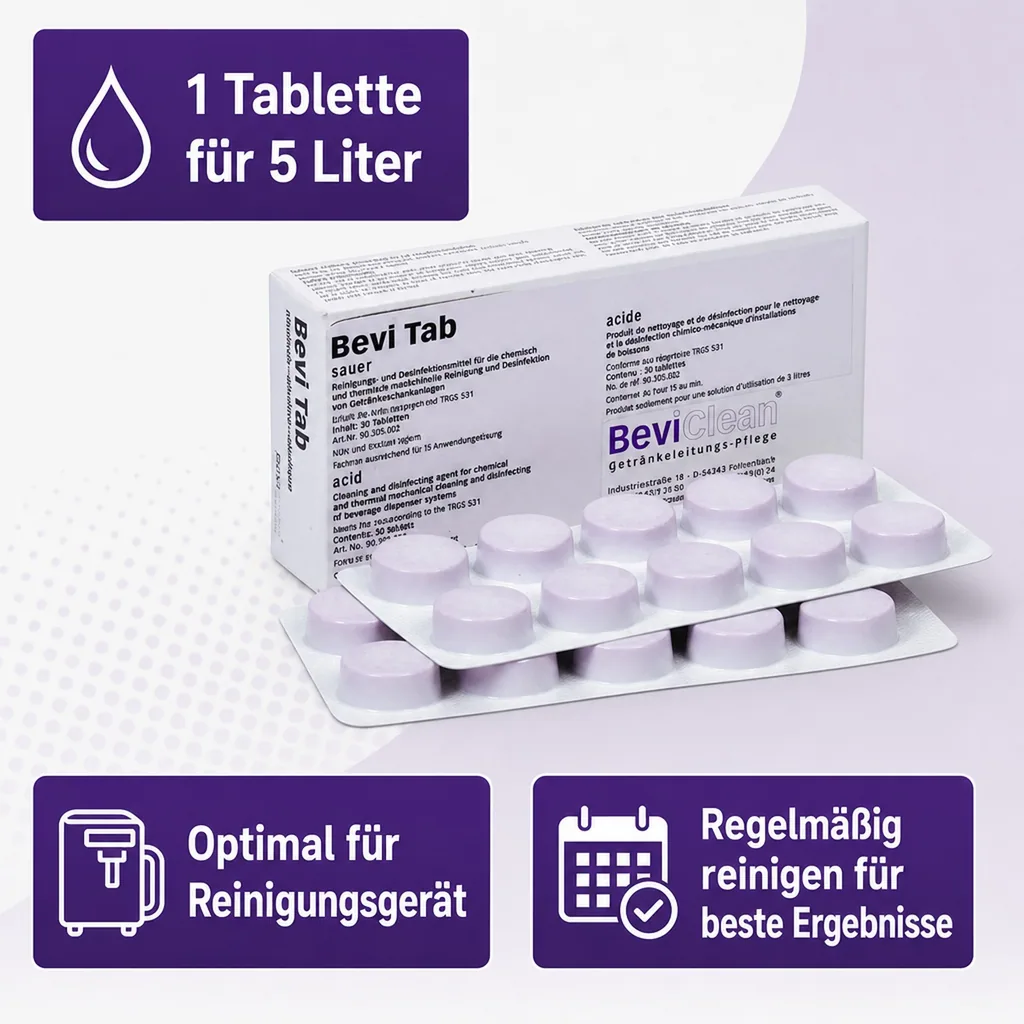 Bevi Tabs Sauer | Reinigungstabletten für Getränkeleitungen | Preis pro Stück