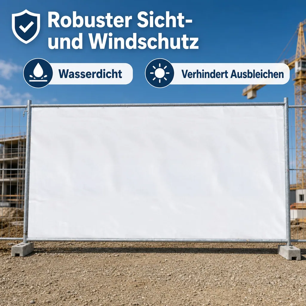 Bauzaunplane 160g/m², PE Plane, 1,76m x 3,41m, weiss