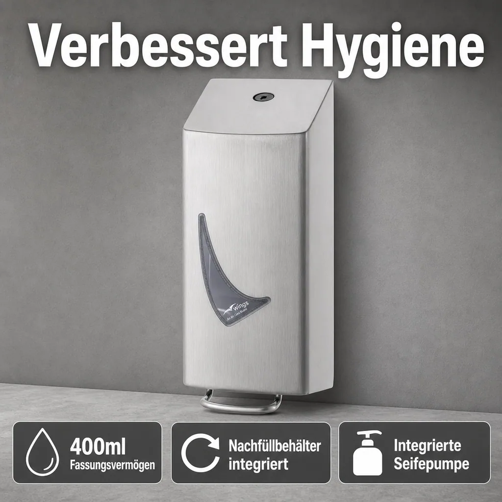 Seifenspender, Schaumseifenspender Edelstahl AFP-C - WIN SDR04 SAL, 400ml