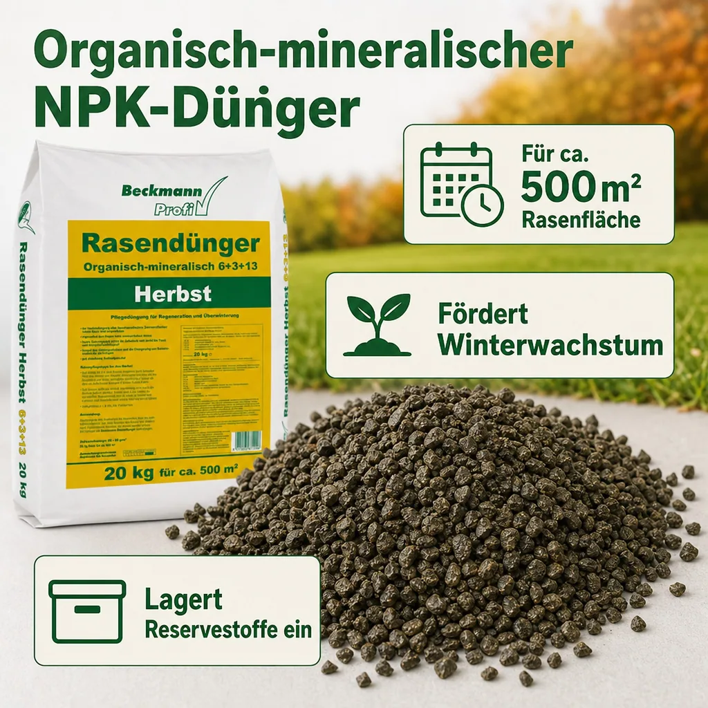 20 kg Rasendünger Herbst Beckmann NPK-6+3+13  f.ca. 500m²