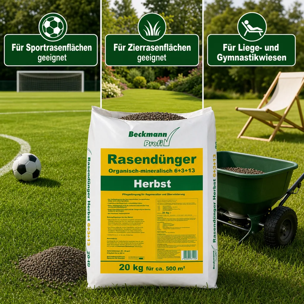 20 kg Rasendünger Herbst Beckmann NPK-6+3+13  f.ca. 500m²
