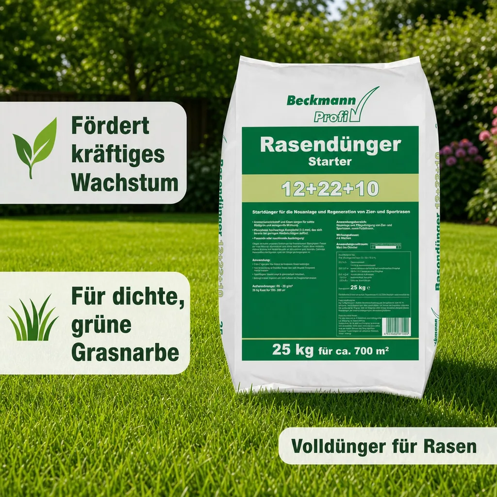 Rasendünger 25kg, Starter für Rasen Neuanlage und Regeneration