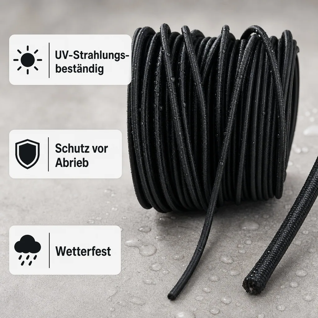 Expanderseil 10 mm schwarz 10 Meter PP Ummantelung