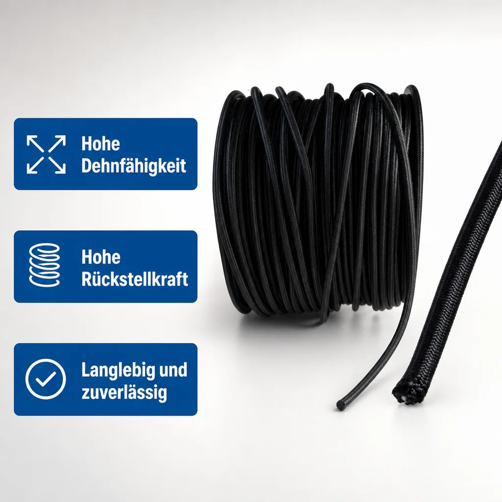 Expanderseil 10 mm schwarz 10 Meter PP Ummantelung