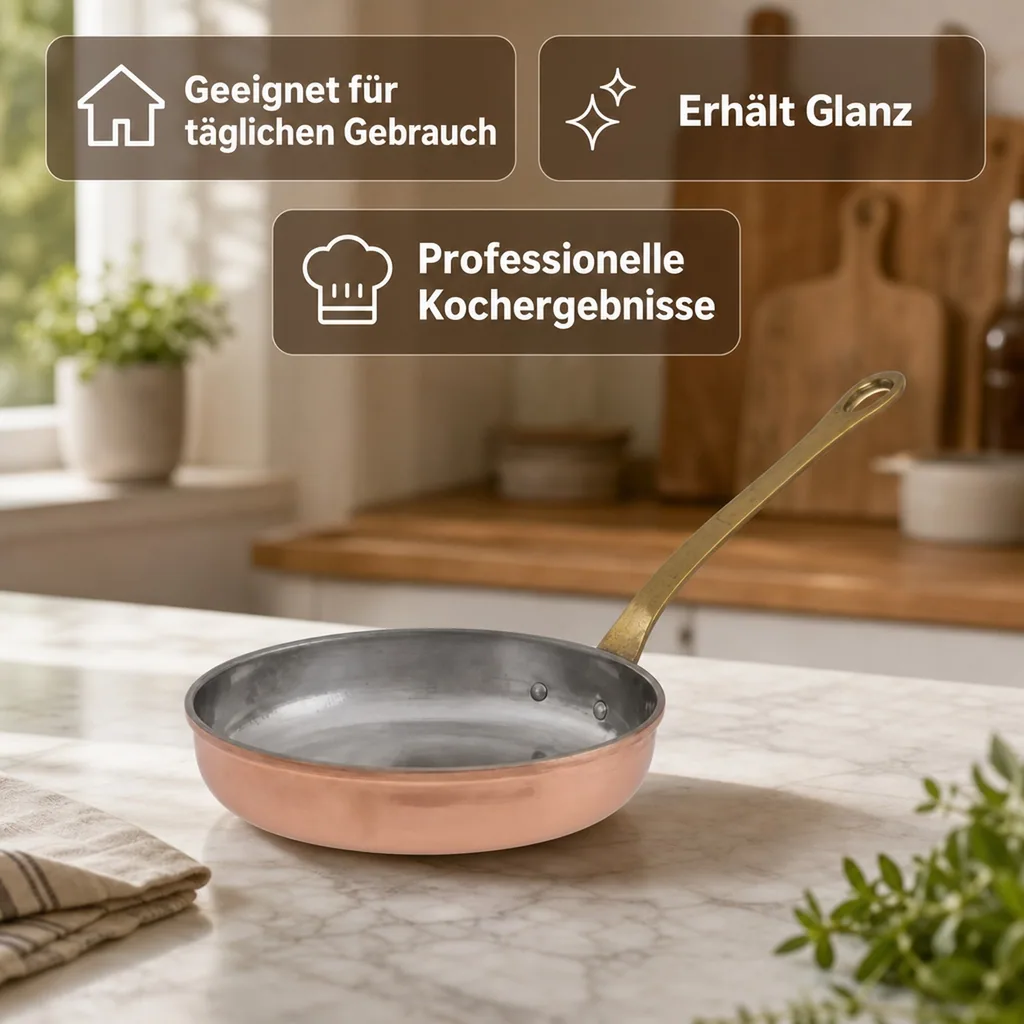 Bratpfanne, Kupferpfanne - aus Kupfer und Messing, 24cm