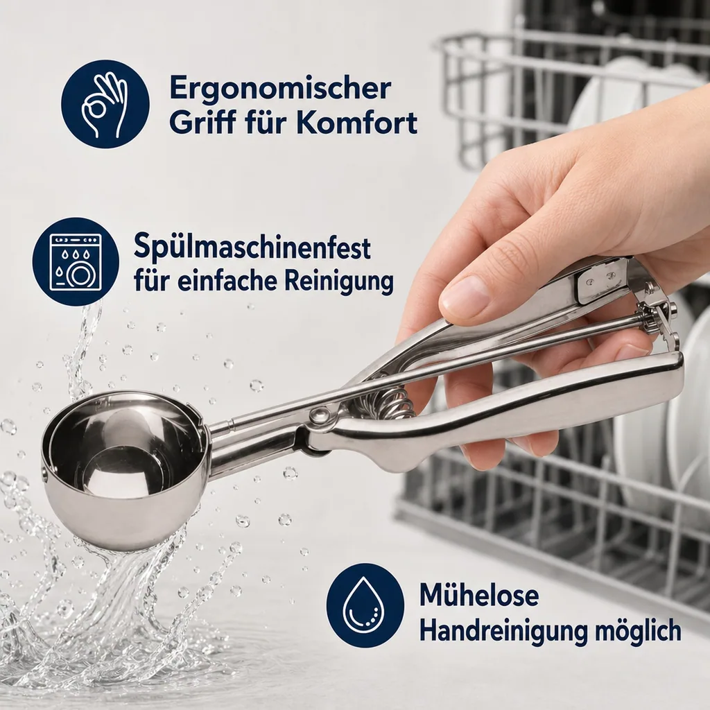 Eisportionierer, Eislöffel, Eiskugelformer - Chrom Nickel Stahl, Durchmesser 4,5cm