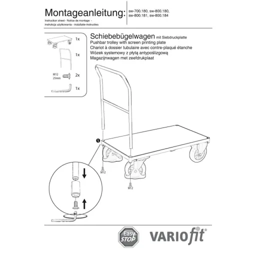 Schiebebügelwagen 1000 kg, EasySTOP, Typ XL, Schwerlastwagen
