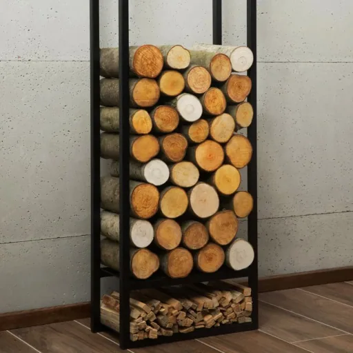 Kaminholzregal Stahl, 120x40x20cm, Wandregal, Brennholzregal