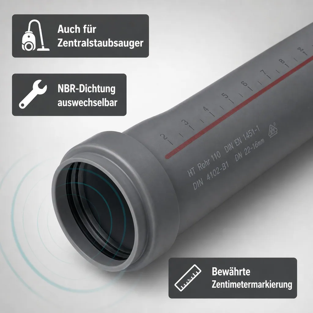 HT Rohr 110, Abwasserrohr, DN/OD 110x150, Hausentwässerung