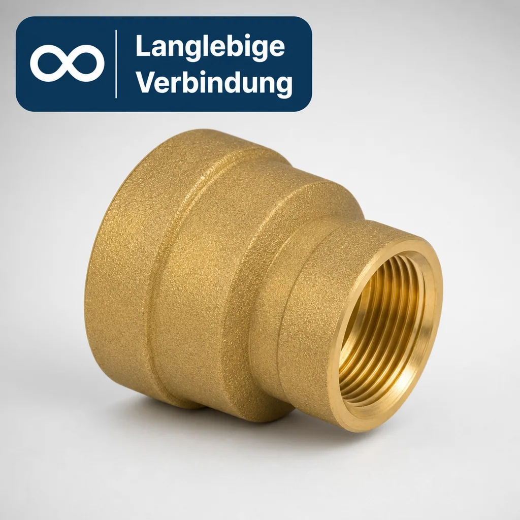 Messing Muffe reduziert, Reduziermuffe, 3/4" IG x 1 1/4" IG