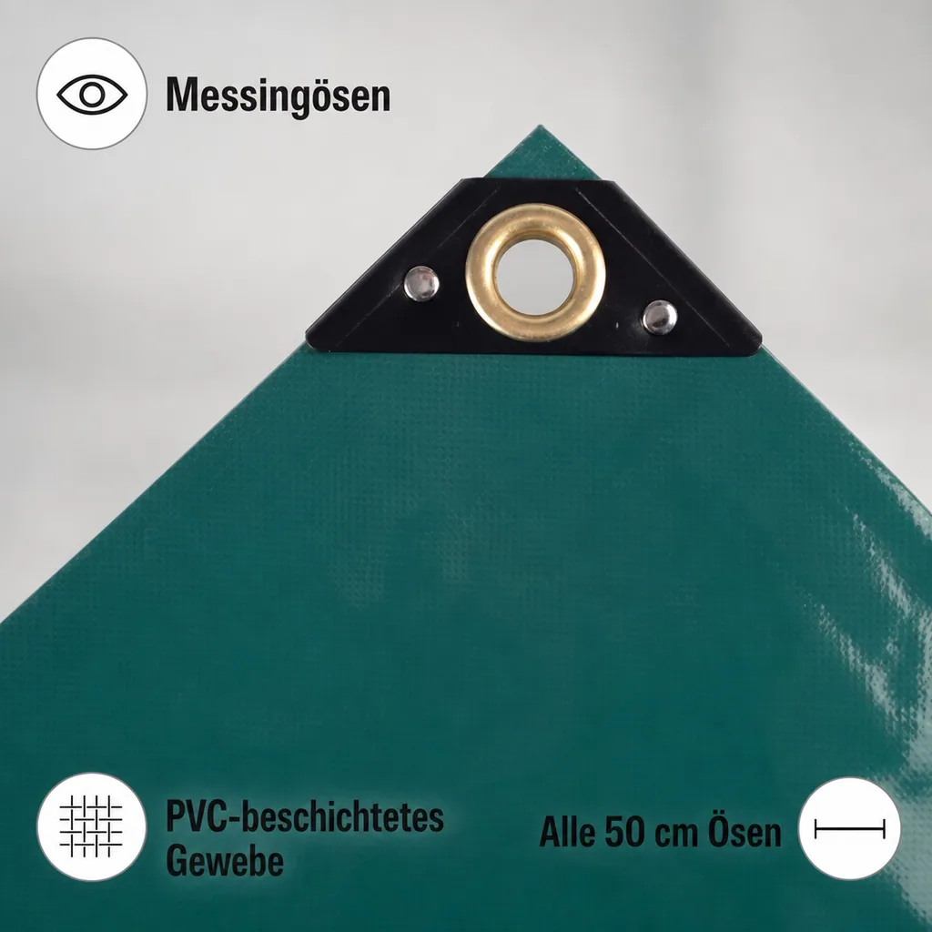 Abdeckplane grün 650 g/m², PVC Plane wasserdicht, 8 x 10 (80m²)