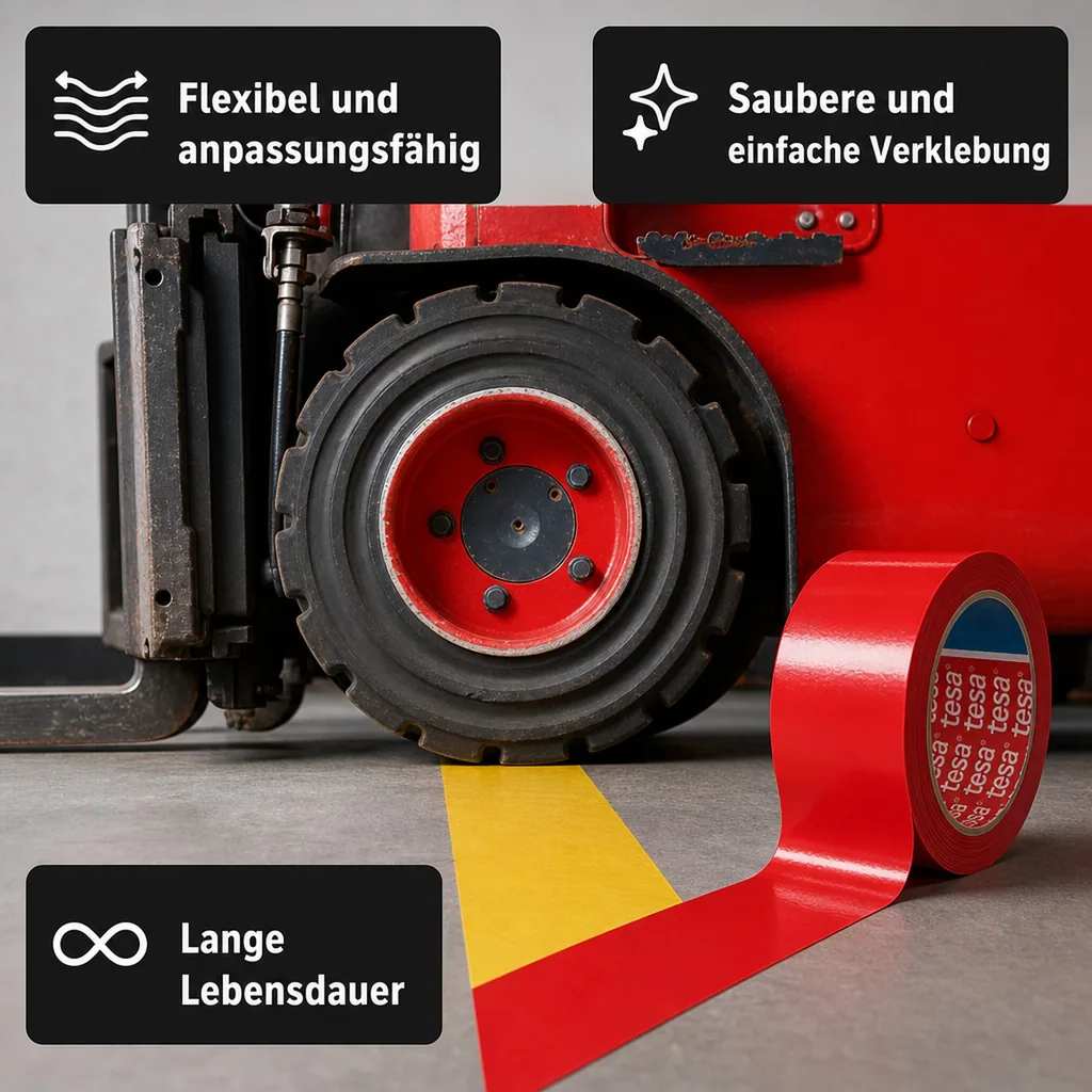 Bodenmarkierungsband, Markierungsband, PVC, rot, 50 mm x 33 m