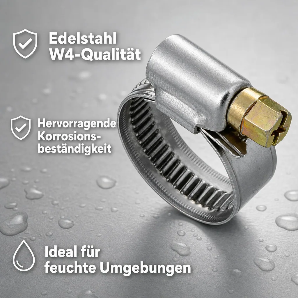 Schlauchschellen Edelstahl, W4, 12 mm, 32-50 mm, DIN 3017