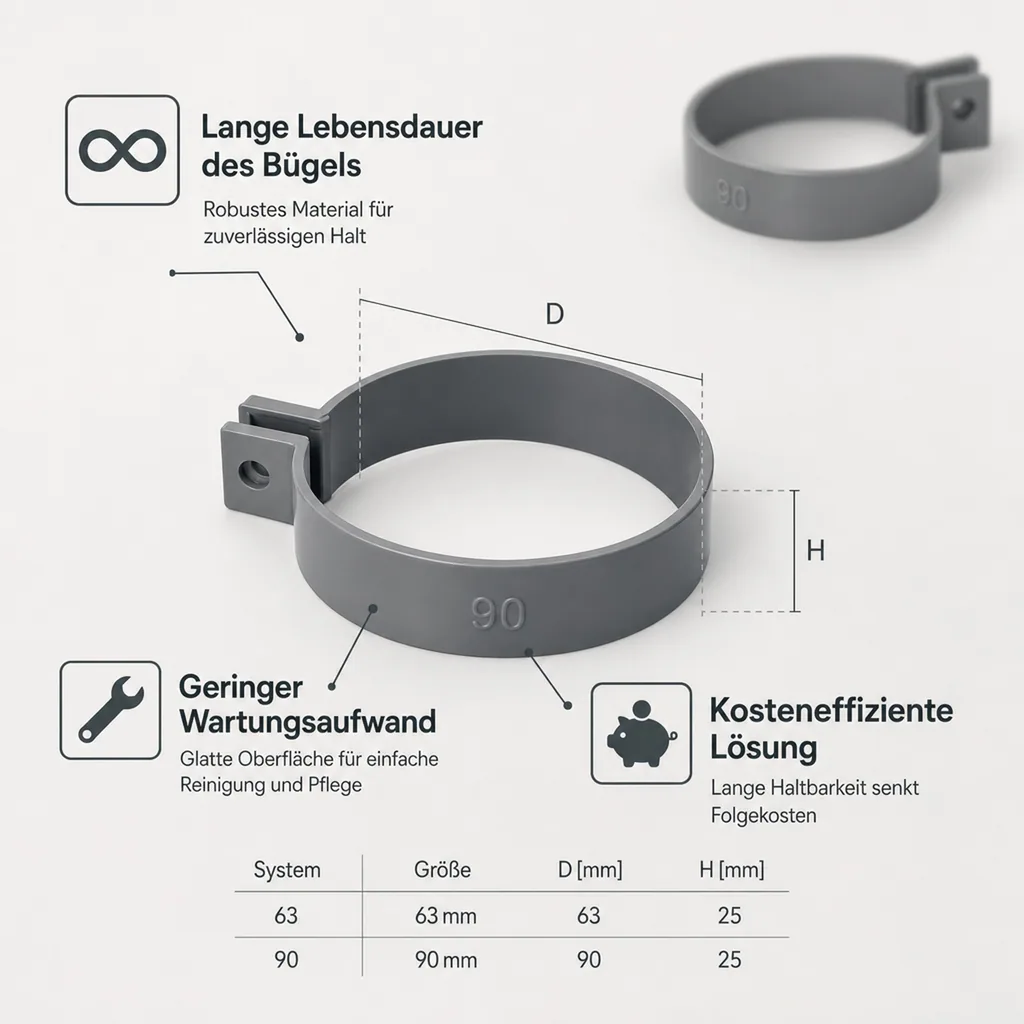 Regenrinnenhalter, Dachrinnenhalterung, PVC, Graphit System