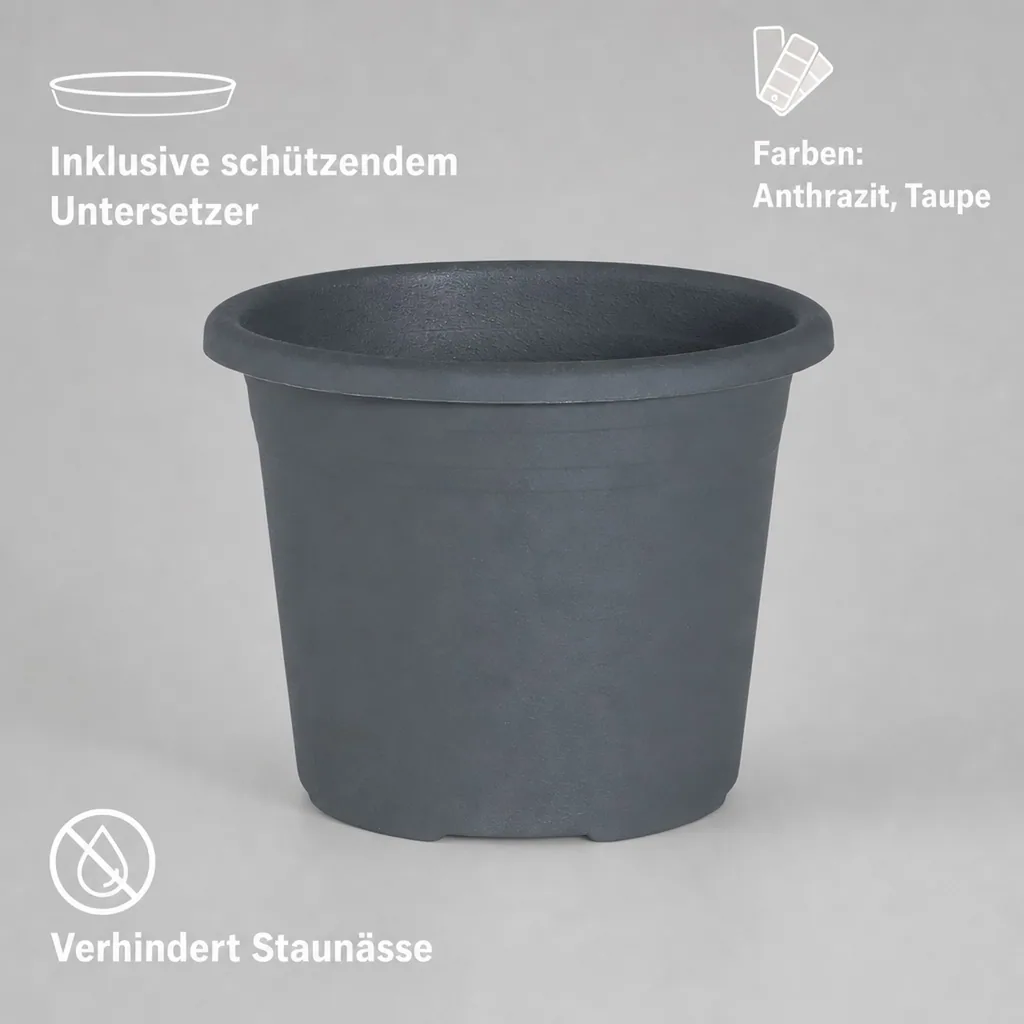 Blumentopf CYLINDRO ca. Ø 50 cm / 42 Liter - anthrazit