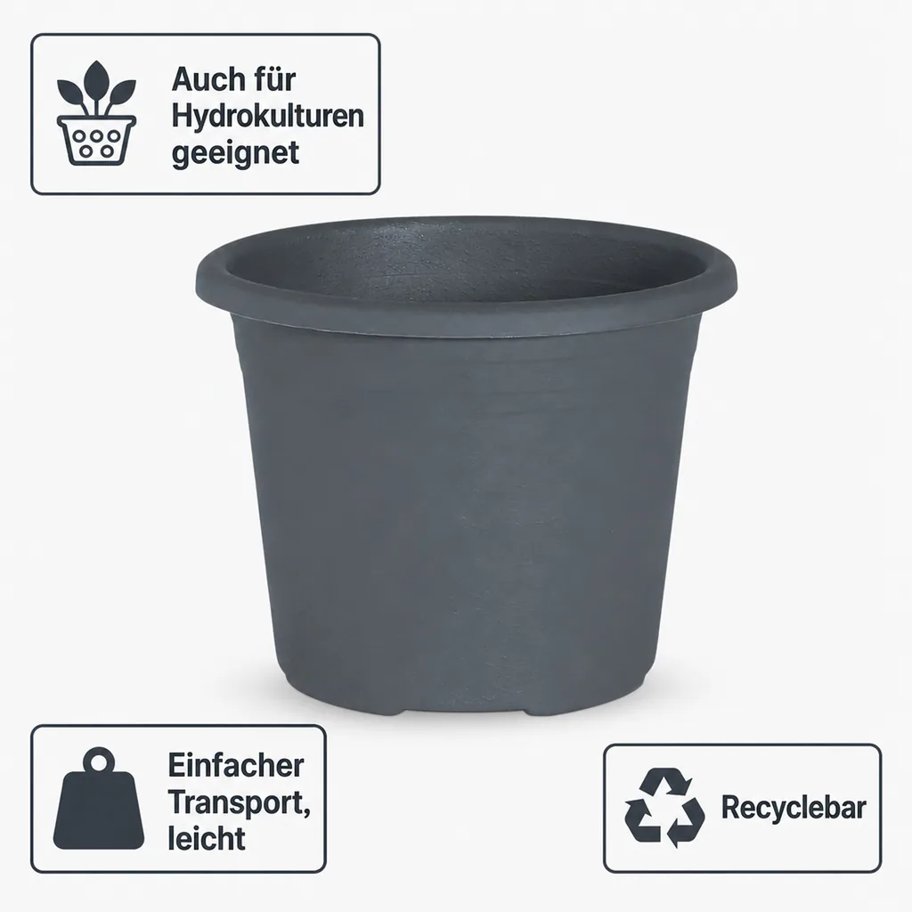 Blumentopf CYLINDRO ca. Ø 50 cm / 42 Liter - anthrazit
