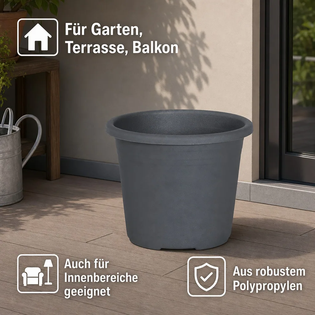 Blumentopf CYLINDRO ca. Ø 50 cm / 42 Liter - anthrazit
