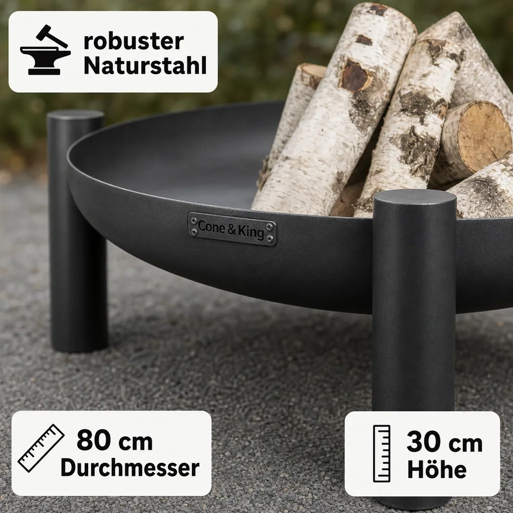 Feuerschale 80 cm, Garten, Stahl