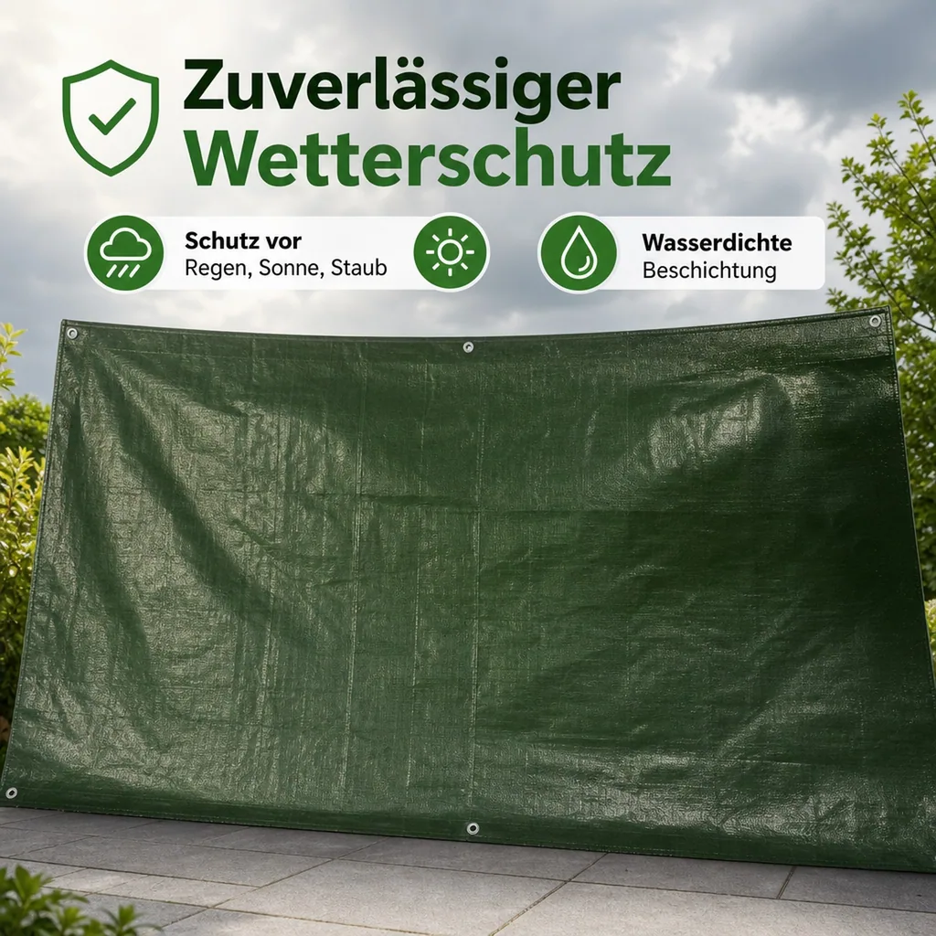 Abdeckplane, 120m², grün, 280g/m², wasserdicht und reißfest