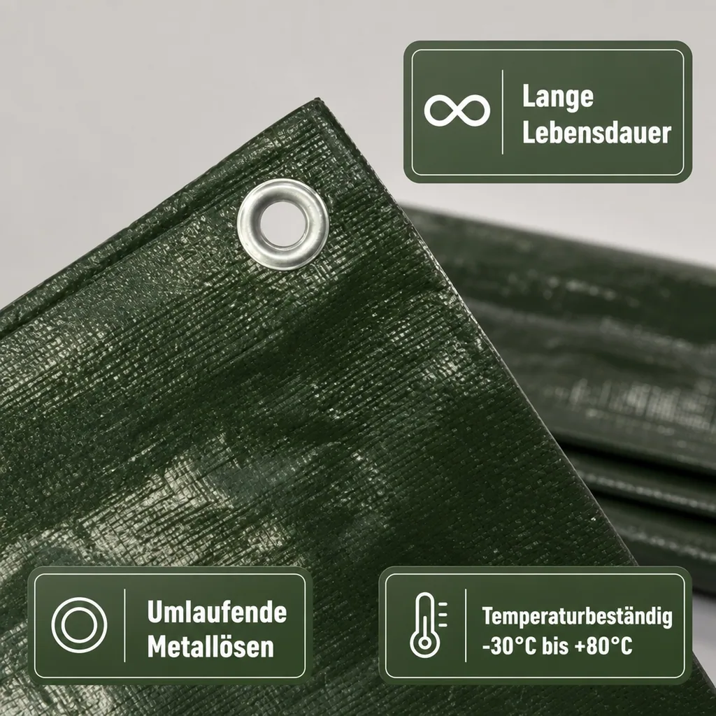 Abdeckplane, 120m², grün, 280g/m², wasserdicht und reißfest