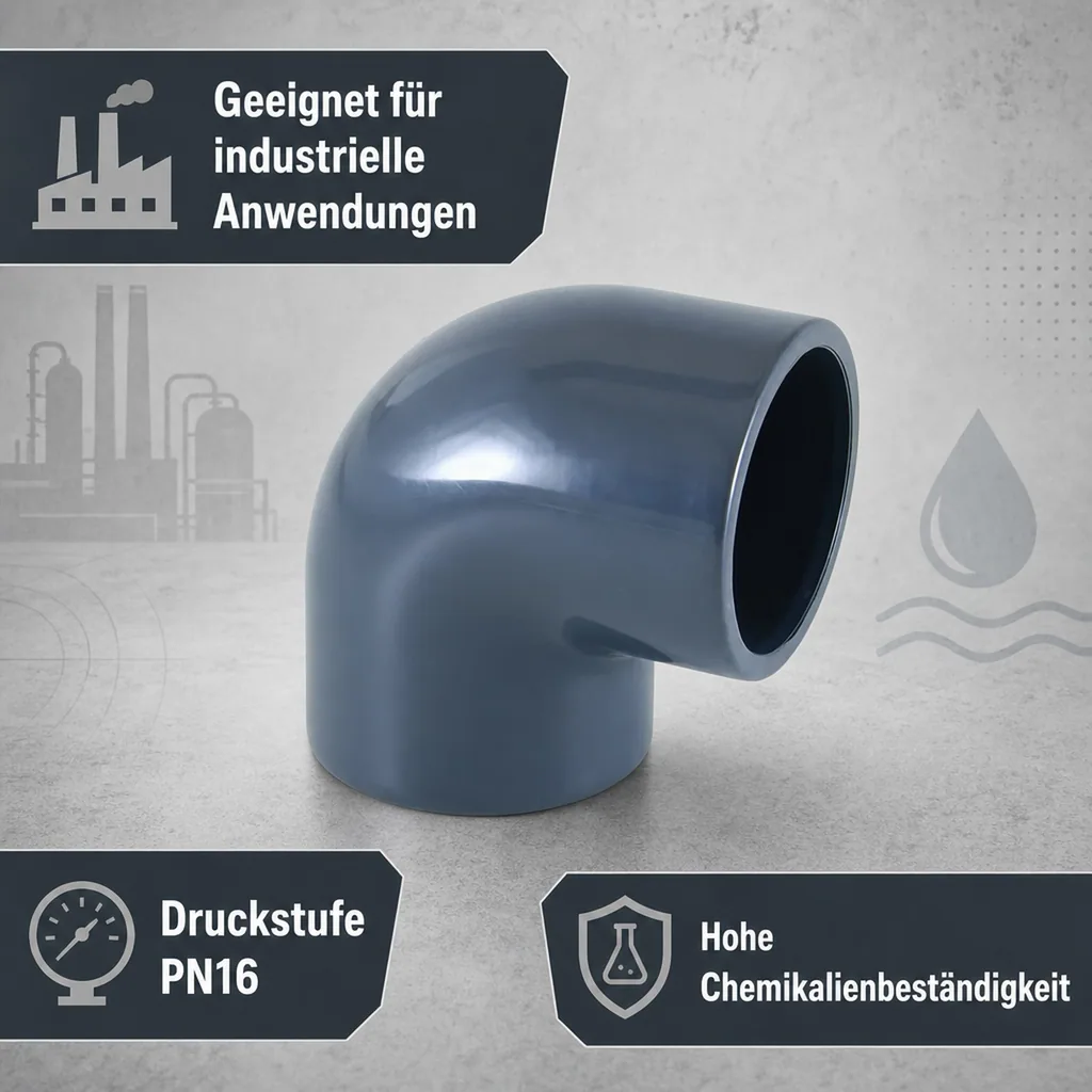 PVC Fitting 20mm, PVC Winkel, 90 Grad Muffe, PN16