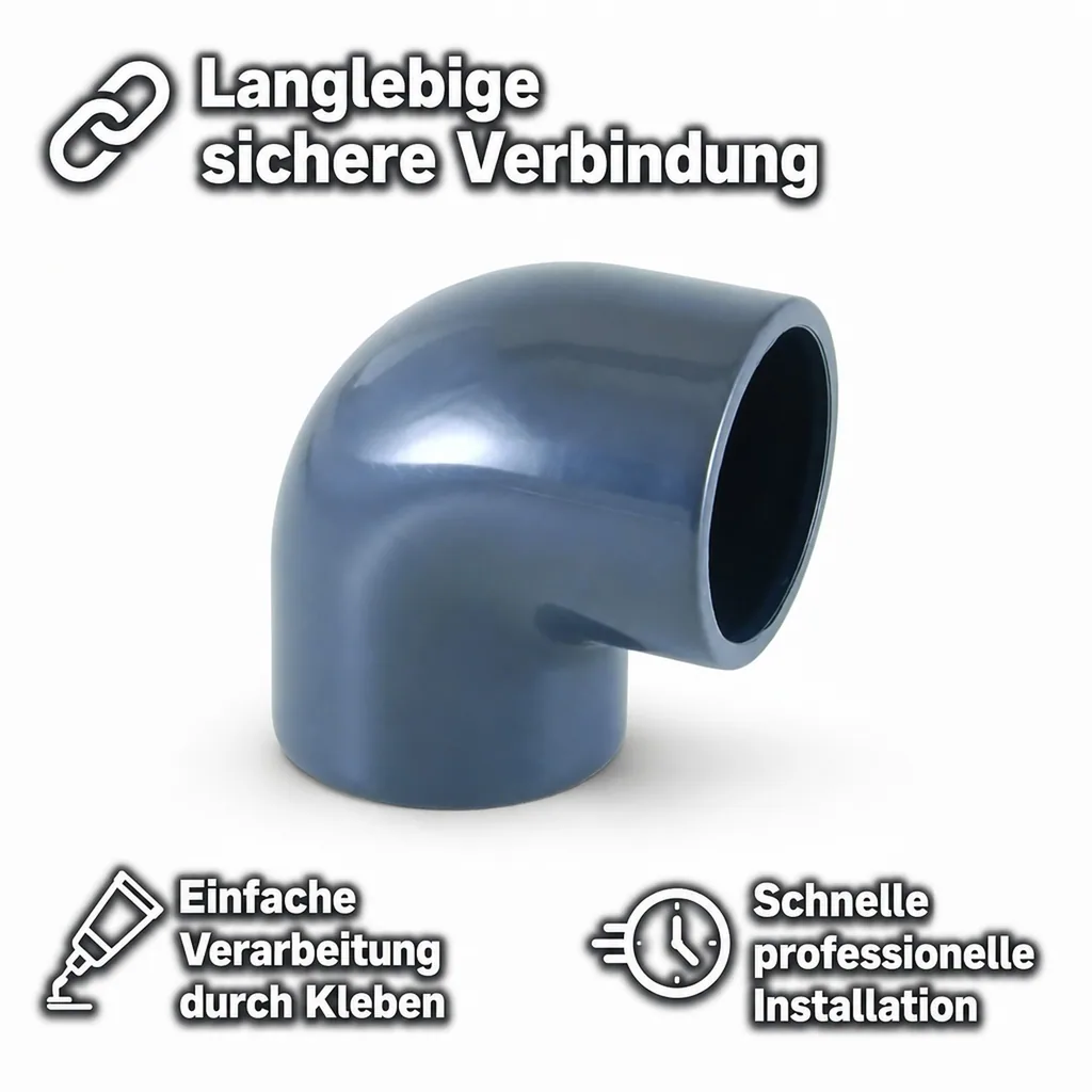 PVC Fitting 20mm, PVC Winkel, 90 Grad Muffe, PN16