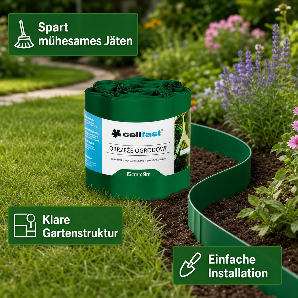 Gartenrand grün 15 cm x 9 Meter, Rasenkante, Beeteinfassung