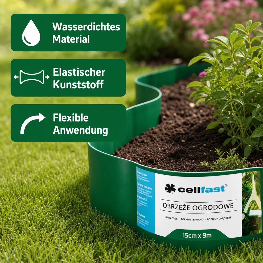 Gartenrand grün 15 cm x 9 Meter, Rasenkante, Beeteinfassung