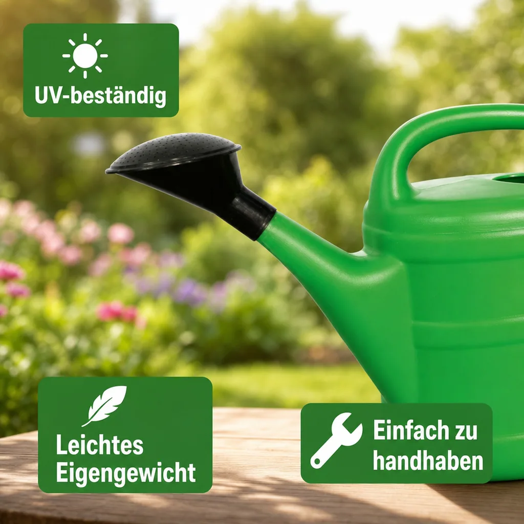 Gießkanne 10 Liter, grün, Kunststoff, mit Brause