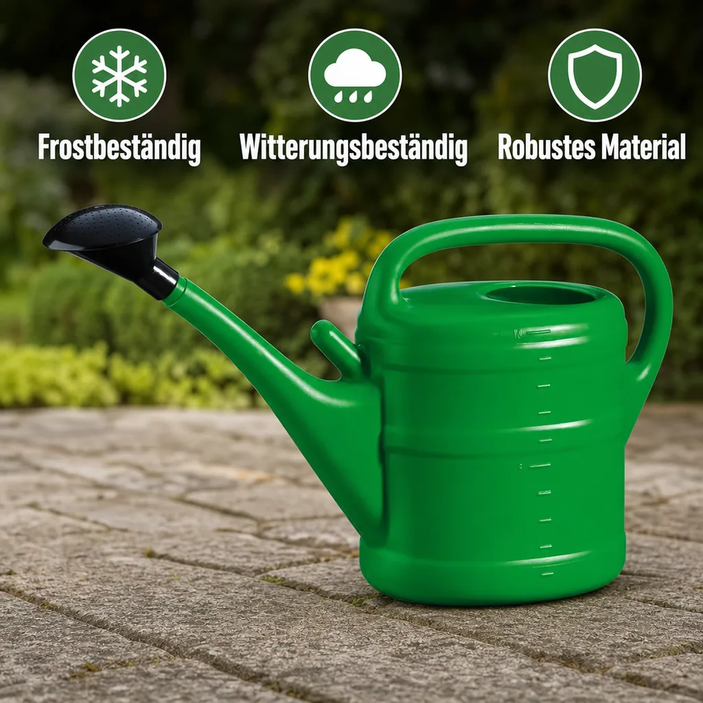 Gießkanne 10 Liter, grün, Kunststoff, mit Brause