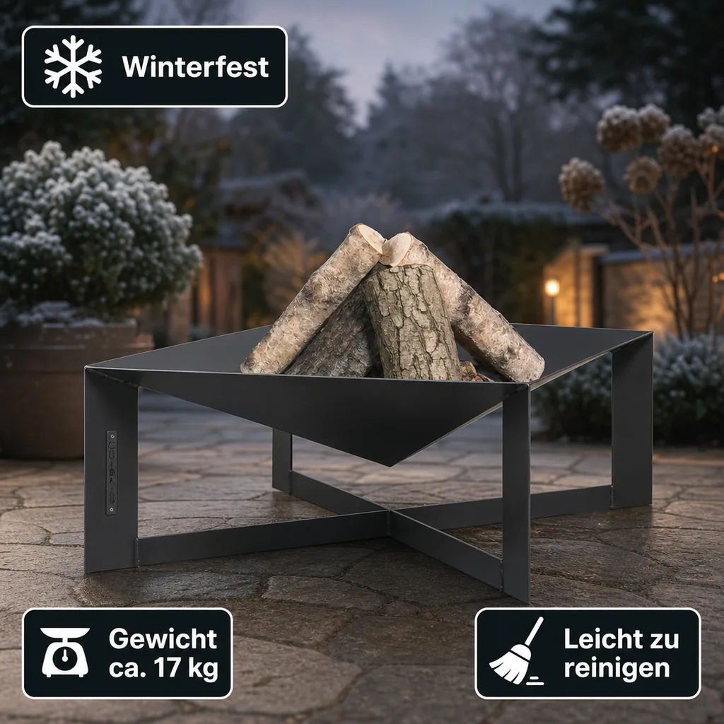 Feuerschale, 70x70 cm, Naturstahl, Gartenfeuerstelle