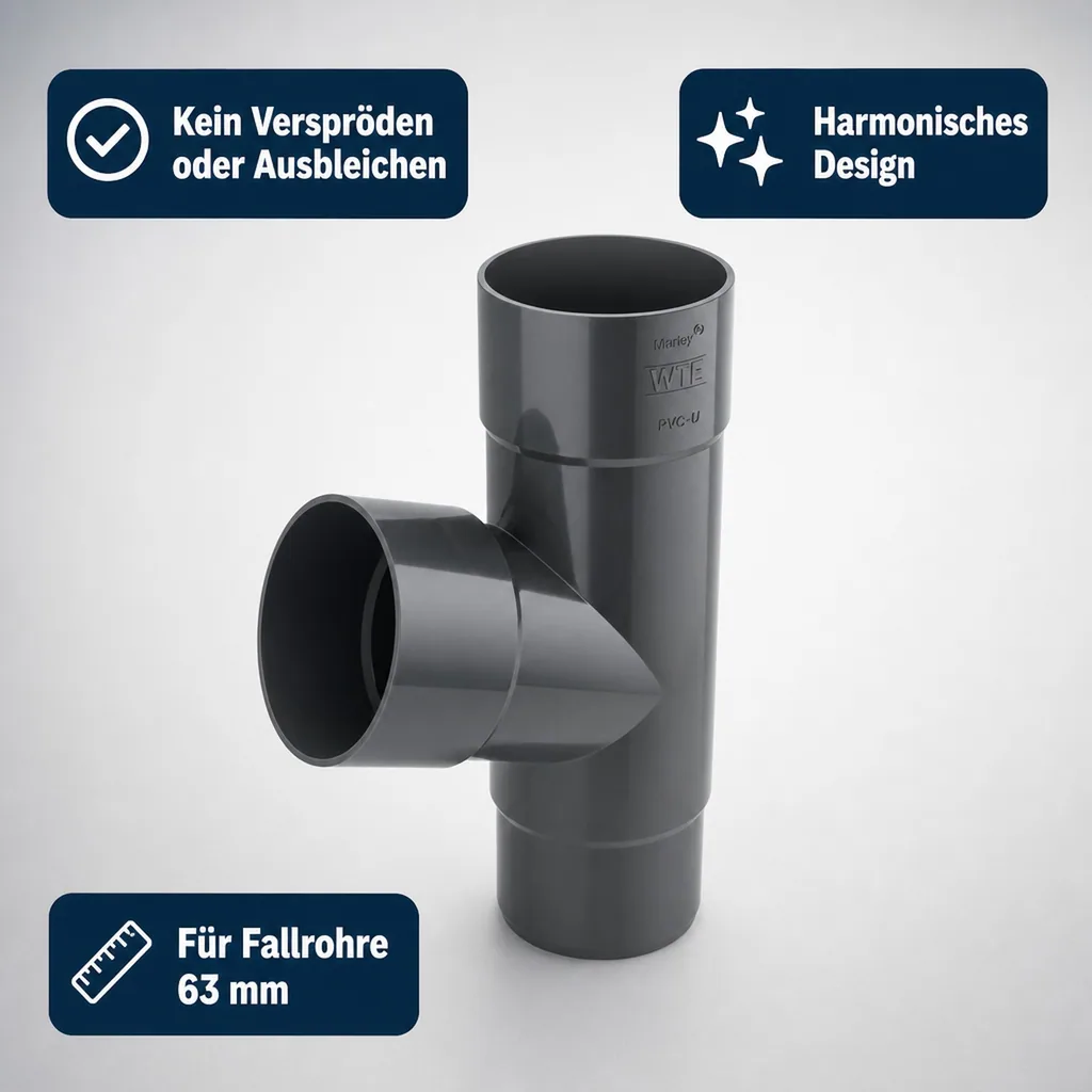 Regenrinne T-Stück Graphit, Dachrinne System 90