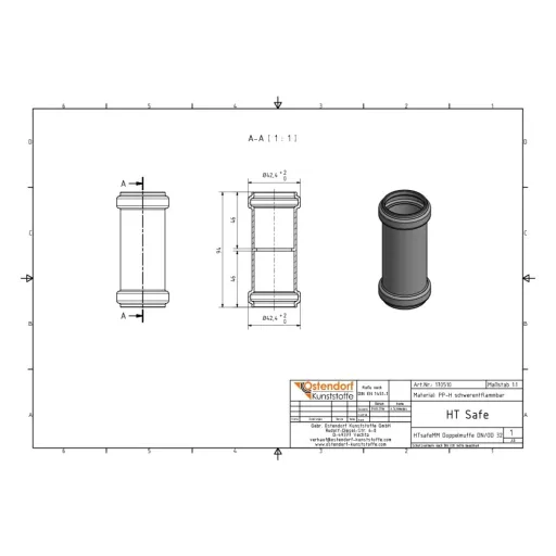 HT Rohr DN 32, Doppelmuffe