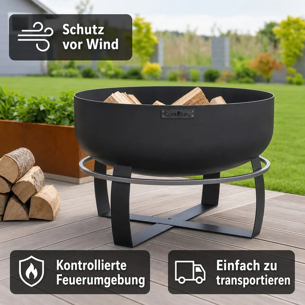 Feuerschale 80 cm, XXL, Gartenfeuerstelle Stahl