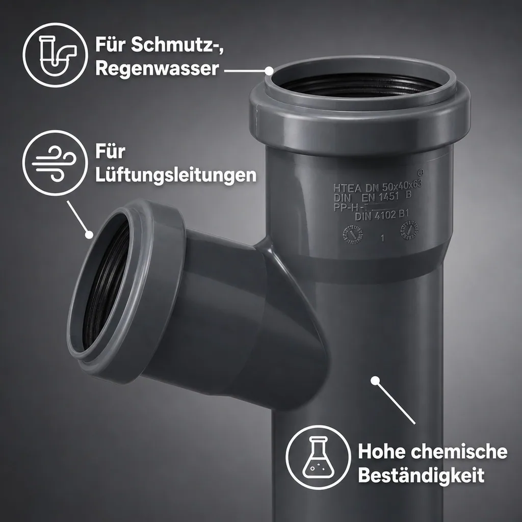 HT Abzweig DN 50/40 67 Grad, Abwasserrohr