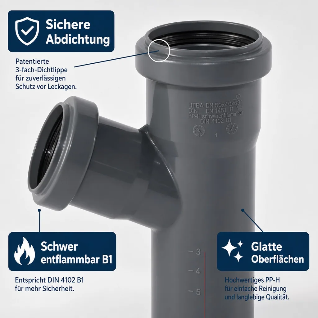 HT Abzweig DN 50/40 67 Grad, Abwasserrohr